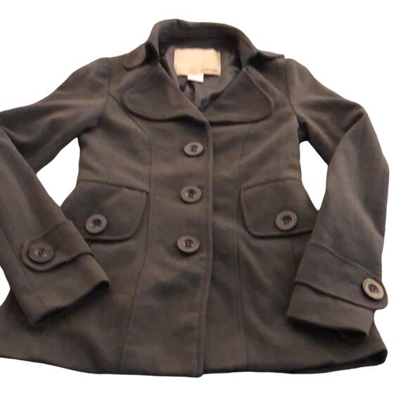 Refuge Charcoal Gray Jacket Juniors Size Small Knit Button Front Belted Back - Picture 3 of 9